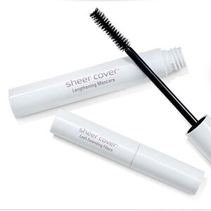 Sheer Cover Black Lengthening Mascara + Lash Extending Fibers Set In Full Size